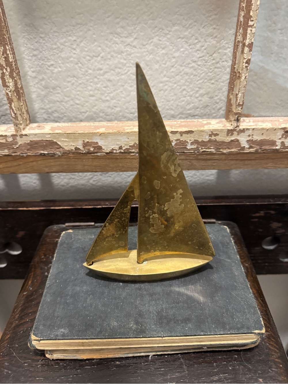 Vintage Decorative Brass Sailboat Figurine - Gold Accent Home Art